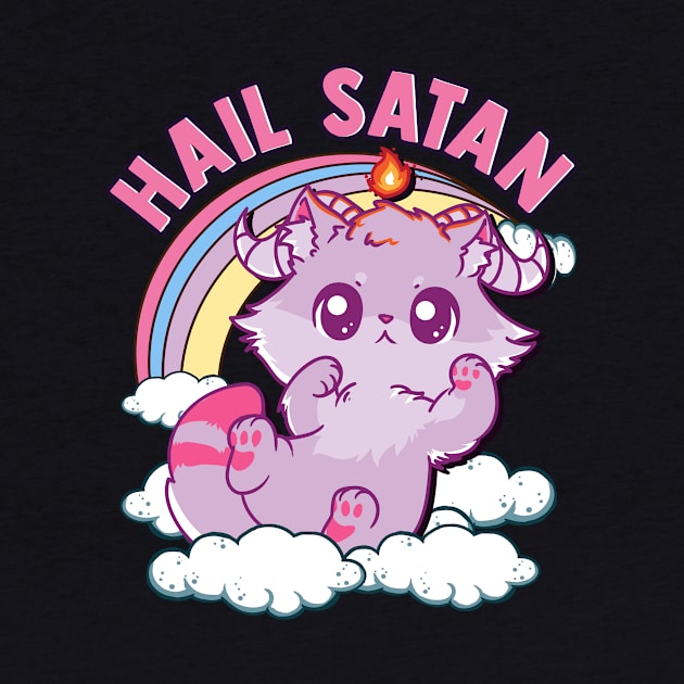 Funny Satanic Hail Satan Kitten Cute Rainbow Cat by theperfectpresents